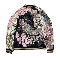 Reversible Coats High Street Yokosuka Cherry Blossoms Dragon Embroidery Jacket