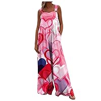 Valentine's Day Jumpsuits for Women Wide Leg Jumpsuits Print Casual Jumpsuit Jumpsuits for Women Dressy Womens Jeans