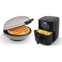 CROWNFUL Mini Waffle Maker Machine, 4 Inch Chaffle Maker Cool Grey & CROWNFUL 7 Quart Air Fryer Black