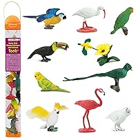 Safari Ltd. Exotic Birds TOOB - 10 Figurines: Parakeet, Quetzal, Macaw, Hummingbird, Toucan, Cockatoo, Flamingo, Snowy Owl, Parrot - Educational Toy Figures For Boys, Girls & Kids Ages 3+