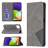 Retro Case for Samsung Galaxy A22 4G 6.4 inch Smartphone Protective Cover PU Leather Wallet Case Stand Invisible Magnetism Compatible with Galaxy A22 4G (Released 2021) Cellphone - Gray