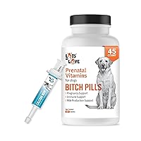 Lots of Love Bundle Pack of 2 - Calcium Now Oral Calcium Supplement for Dog (15ml) and Bitch Pills - Prenatal Dog Vitamins (45 Tablets)