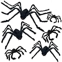 Halloween Spider Decorations, 6 PCS Scary Giant Spiders Set, Realistic Red Eyes and Bendable Legs Spider Decoration Props for Window Wall and Outdoor Indoor Yard Patio House Decor