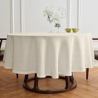 Solino Home Round Linen Tablecloth 70 Inch Diameter – 100% Pure Linen Prewashed Ivory Round Tablecloth – Prewashed Dining Round Tablecloth – Sonoma