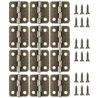 60 Pack 18mm Antique Brass Mini Hinges，Small Hinges with 4 Bronze Screws Each for Wooden Jewelry Box Small Box Hinges Cabinet Decoration, Retro Butt Hinges Right Latch Hook Hasp