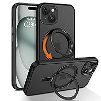 YINLAI Case for iPhone 15 Plus /14 Plus, Magnetic [Compatible with Magsafe] with 360° Rotatable Ring Holder Kickstand Slim Transparent Men Women Shockproof Protective Phone Cover 6.7 Inch, Black