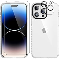 ROYBENS Clear Case for iPhone 15 Pro Max, Phone Case with Glass Screen Protector + Camera Lens Protector Accessories for Women Girls Men, Cute Silicone Slim Protective Cover for 15 Promax, Crystal