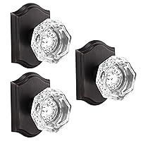 Gobrico Single Side Dummy Clear Crystal Door Knobs,No Lock Interior Half Dummy Handles,Inactive One-Side Dummy Levers in Oil Rubbed Bronze,3 Pack