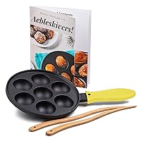 Cast Iron Aebleskiver Pan/Ebelskiver Pan/Ideal for Mini Pancake Mold, Cake Pop Pan, and Takoyaki Maker for Danish Stuffed by Upstreet (Yellow)