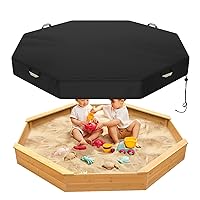 Octagon Sandbox Cover, 420D Oxford Cloth Waterproof Outdoor Sand Box Cover for Kids, Protect Sandbox Sand and Toys(Black,84