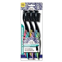 GuruNanda Charcoal Infused Toothbrush – Soft Charcoal Bristles - Helps Clean Plaque, Whitens Teeth, and Aids in Fresh Breath – BPA-Free Brush for Adults & Kids (6 Count)