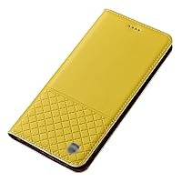 Leather Case for iPhone 15 Pro Max/15 Pro/15 Plus/15, Full Coverage Anti-Fall Cover with Magnetic Closure RFID Blocking Card Slot Kickstand Case,Yellow,15''