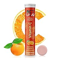 1000 mg Natural Vitamin C and 10 mg Zinc Effervescent Tablet Supplement | Organic Immunity Booster, Skin Care, Antioxidants & Energy Boost | 100% RDA | 20 Tablets - Orange Flavour
