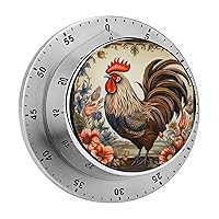 Farmhouse Rooster Kitchen Timer Countdown Cooking Timer Reminder Wind Up Timer for Home Study