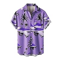 Wrinkle Free Hawaiian Casual Shirts for Men Short Sleeve Summer Hippie Shirts Button Up Hipster Floral Tropical Holiday Tops