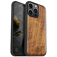 Carveit Magnetic Wood Case for iPhone 14 Pro Max [Natural Wood & Black Soft TPU] Shockproof Protective Cover Unique & Classy Wooden Case Compatible with magsafe (Walnut)