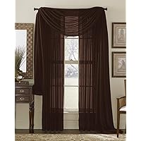 3 Piece Fully Stitched Sheer Curtain Panel Window Drapes and Scarf Set of 2 Panels and 1 Matching Scarf (95