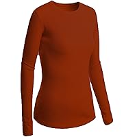 Active Basic Women Plain Basic Round Crew Neck Thermal Long Sleeves T Shirt Top