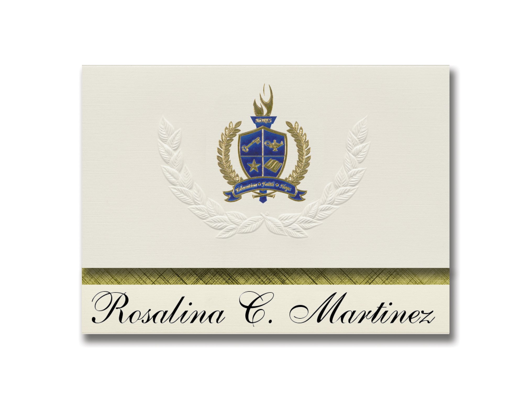 Signature Announcements Rosalina C. Martinez (Catano, PR) Graduation Announcements, Presidential style, Elite package of 25 with Gold & Blue Metall...