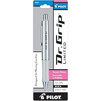 PILOT Dr. Grip Limited Refillable & Retractable Gel Ink Rolling Ball Pen, Fine Point, Metallic Platinum Barrel, Black Ink, Single Pen (36272)