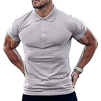 Men's Regular-fit Cotton Polo Shirt Casual Golf Active Work Shirts Short Sleeve Collared Classic Tennis Solid T Shirts