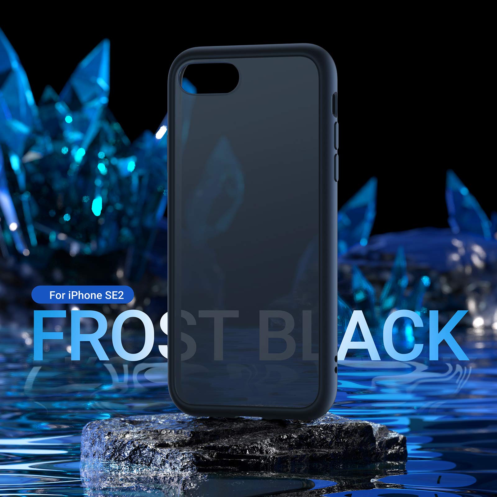 TORRAS ???????????????? ???????????????????????????????? Shockproof for iPhone SE Case 2022/iPhone SE Case 2020 [Military Drop Certified] iPhone SE 2022 Case Semi-Clear Hard Back Protective Slim Case for iPhone SE/8/7-Black