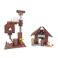 General Jim's Pets Double Playset Cats with A Climbing Tower and Dogs with A Dog House Building Block Modular Brick Building Set - for Teens and Adults