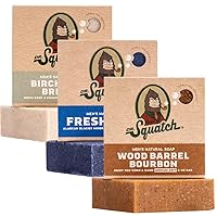Men's Natural Bar Soap from Moisturizing Soap Made from Natural Oils - Cold Process Soap with No Harsh Chemicals - Wood Barrel Bourbon, Fresh Falls, Birchwood Breeze (3 Pack)