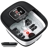 Collapsible Foot Spa with Heat, Bubble, Red Light, and Temperature Control, Foot Bath Massager with 8 Shiatsu Massage Rollers, Pedicure Foot Spa for Relaxation and Stress Relief, Black