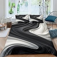 Black and White Line Comforter Covers for Boys Girls Duvet Cover 3D Printed Quilt Cover Soft Microfiber with Pillow Cases with Zipper Closure Bedding Set 3 Pieces Twin（173x218cm）