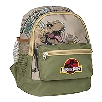 Jurassic Park Trekking Style Backpack - Green - 23 x 27 x 15 cm - Made of Polyester - Children's Backpack with Various Pockets - Adjustable Belt and Handles - Original Product Designed in Spain,,
