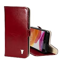 TORRO Phone Case Compatible with iPhone SE/8/7 – Premium, Genuine Leather Cover with Card Slots and Horizontal Viewing Stand (Red)
