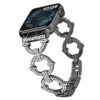 O Shape Luxury Band fits Apple Watch Bands for Women 41mm 40mm 38mm 42mm 44mm 49mm, Dressy Women iWatch Bands, Fancy Cute Strap for Apple Watch Band Series 9 Series 8 7 6 5 4 3 2 1 SE Ultra 2 1