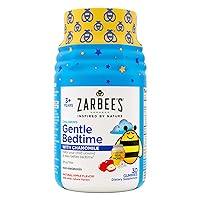 Zarbee's Gentle Bedtime Gummies for Kids - Melatonin-Free Blend of Natural Honey, Apple, and Chamomile Helps Children Unwind and Relax to Prepare for Sleep, 30ct