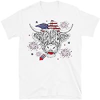 Highland Cow Shirt, Highland Cow with 4th July, American Flag Shirt, Fourth of July Tee, Independence Day, Heifer Shirt