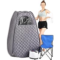 Portable Steam Sauna for Home, 2.6L 1000W Portable Full Body Sauna, Sauna Tent with Steamer, 90 Minute Timer, Chair, Remote Control Included
