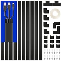 Cable Hider, 157in Delamu Cord Hider Wall for Wall Mounted TV, Wire Hider Kit, Paintable Cable Concealer Raceway Management for Home & Office, 10XL15.7 W0.95 H0.55in, Black