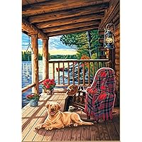 Dimensions Log Cabin Porch Paint by Numbers Kit for Kids and Adults, 14'' x 20''