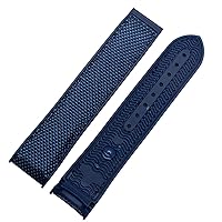 Nylon Rubber Watchband for Omega Men Deployant Clasp Strap Watch Accessorie Silicone Watch Bracelet Chain (Color : Blue Band, Size : 22mm)