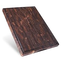 Sonder Los Angeles, Made in USA, Large Thick End Grain Walnut Wood Cutting Board with Non-Slip Feet, Juice Groove for Kitchen 20x15x1.5 in (Gift Box Included)