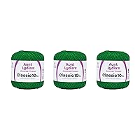 Aunt Lydia Classic Myrtle Green Crochet - 3 Pack of 350y/320m - Cotton - Gauge 10 - Crochet