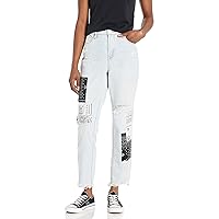 [BLANKNYC] Womens Paisley Discharge Patched Crop Pant Jeans
