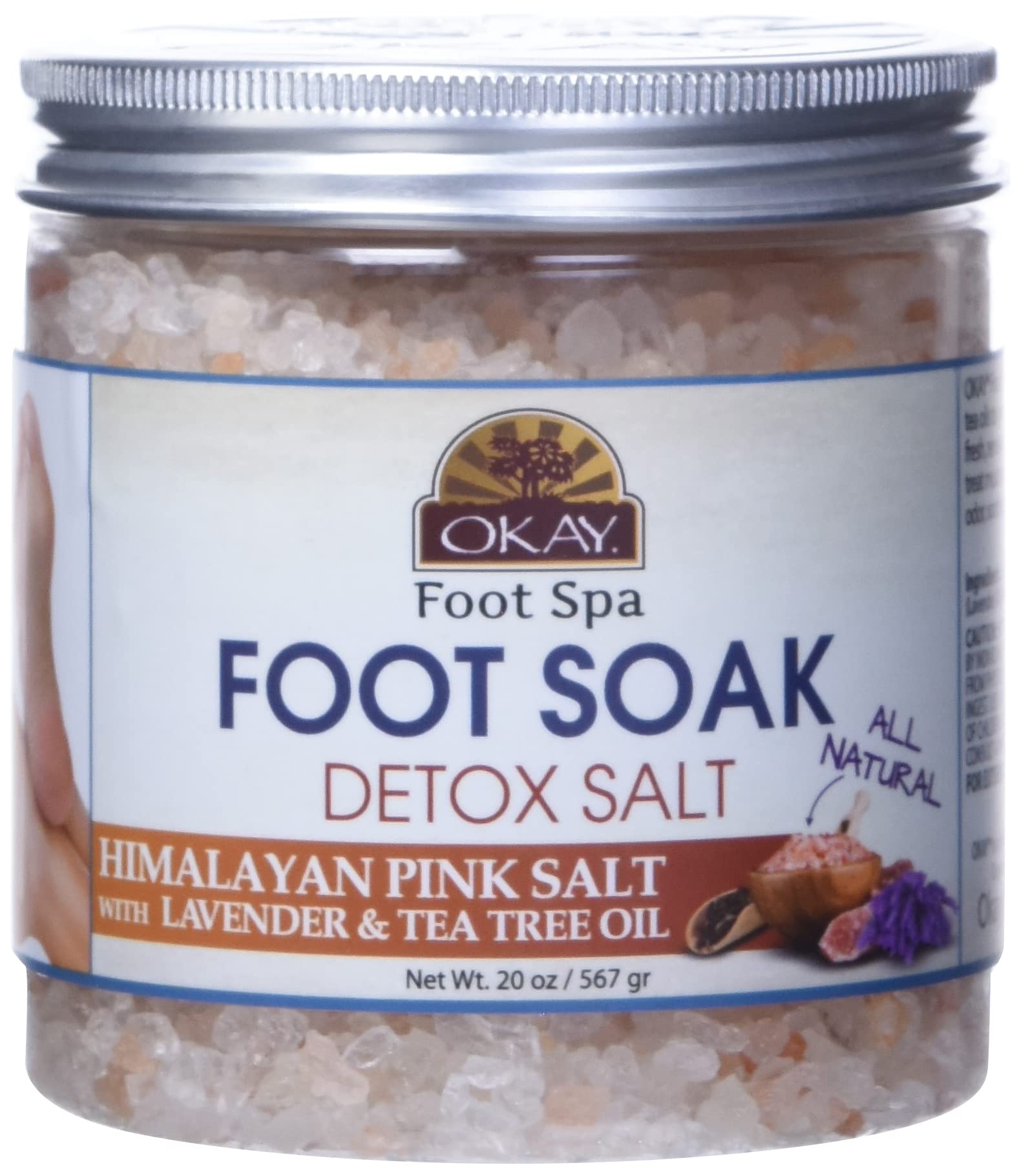 Okay Himalayan Pink Salt Detoxifying Foot Soak With & Tea Tree Oil, lavender, 20 Ounce