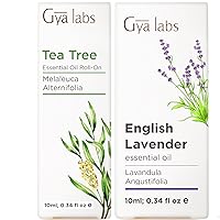 Tea Tree Roll On & Enlish Lavender Oil Essential Oil for Diffuser Set - Essential Oils Aromatherapy Roll On with Essential Oil Set - 2x0.34 fl oz - Gya Labs