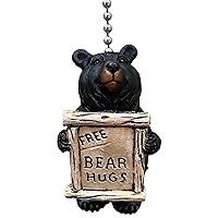 Large Rustic Free Bear Hugs Black Bear Ceiling Fan Pull Chain - Cabin Lodge Decor