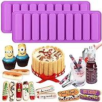 Rectangle Oblong Chocolate Cracker Bar Stick Block Ice Cube Jelly Tray Cylinder Silicone Candy Mold 2-Bundle Random Color