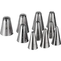 Ateco 870 - 10 Piece French Star Tube Set, Stainless Steel Pastry Tips, Sizes 0 - 9