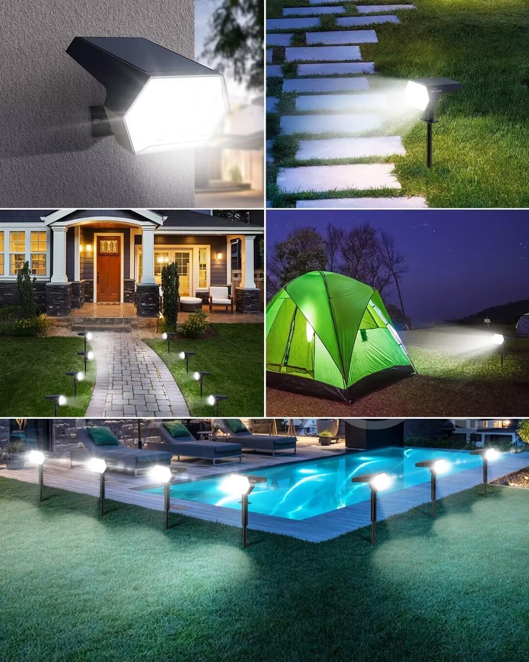 OOTDAY Spot Lights Outdoor, 4 Bright Modes Solar Lights Outdoor with IP65 Waterproof, 2-in-1 Outdoor Spot Lights Suitable for Yard, Garden, Pathway, Driveway, Walkway, 108 LEDs, 2 Pcs
