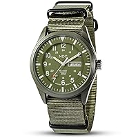 Infantry Military Watches for Men Analog Wrist Watch, Tactical Waterproof Outdoor Sport Mens Quartz Wristwatch, Date Day Work Field Army Green w/Nylon Band by MDC