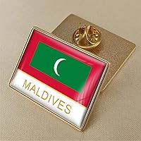 Maldives Flag Crystal Epoxy Badge Brooch - World Flag Badges Brooch Country Flag Butterfly Buckle Novelty Jewelry